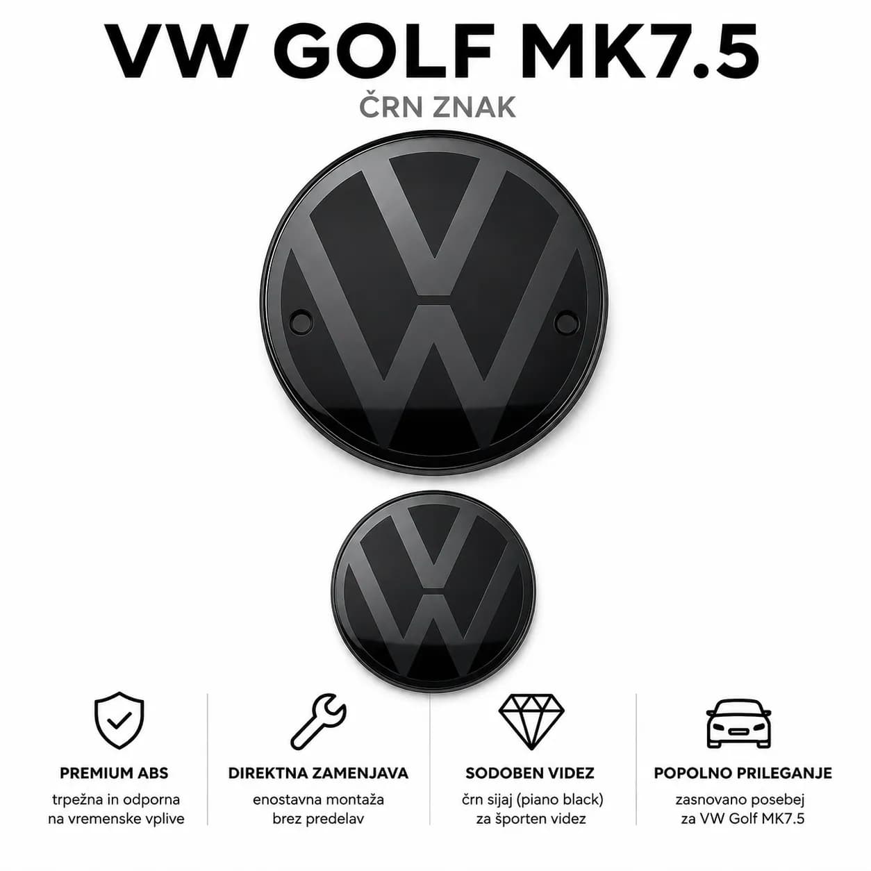 ČRNI EMBLEMI VW Golf MK7.5
