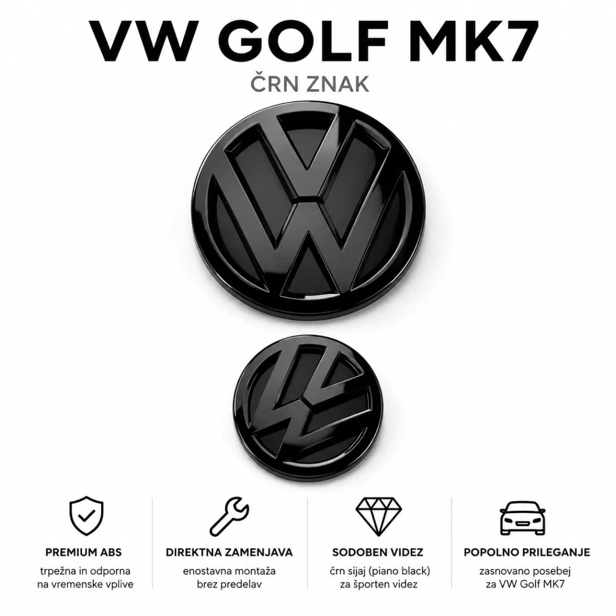 ČRNI EMBLEMI VW Golf MK7 (samo sprednji) 2