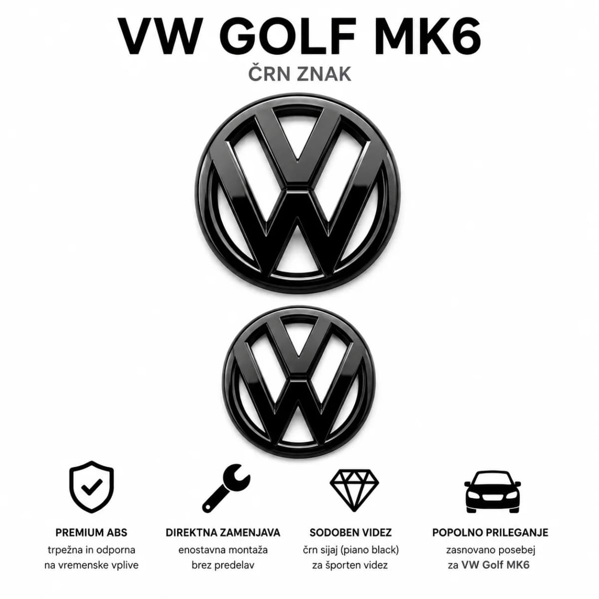 ČRNI EMBLEMI VW Golf MK6
