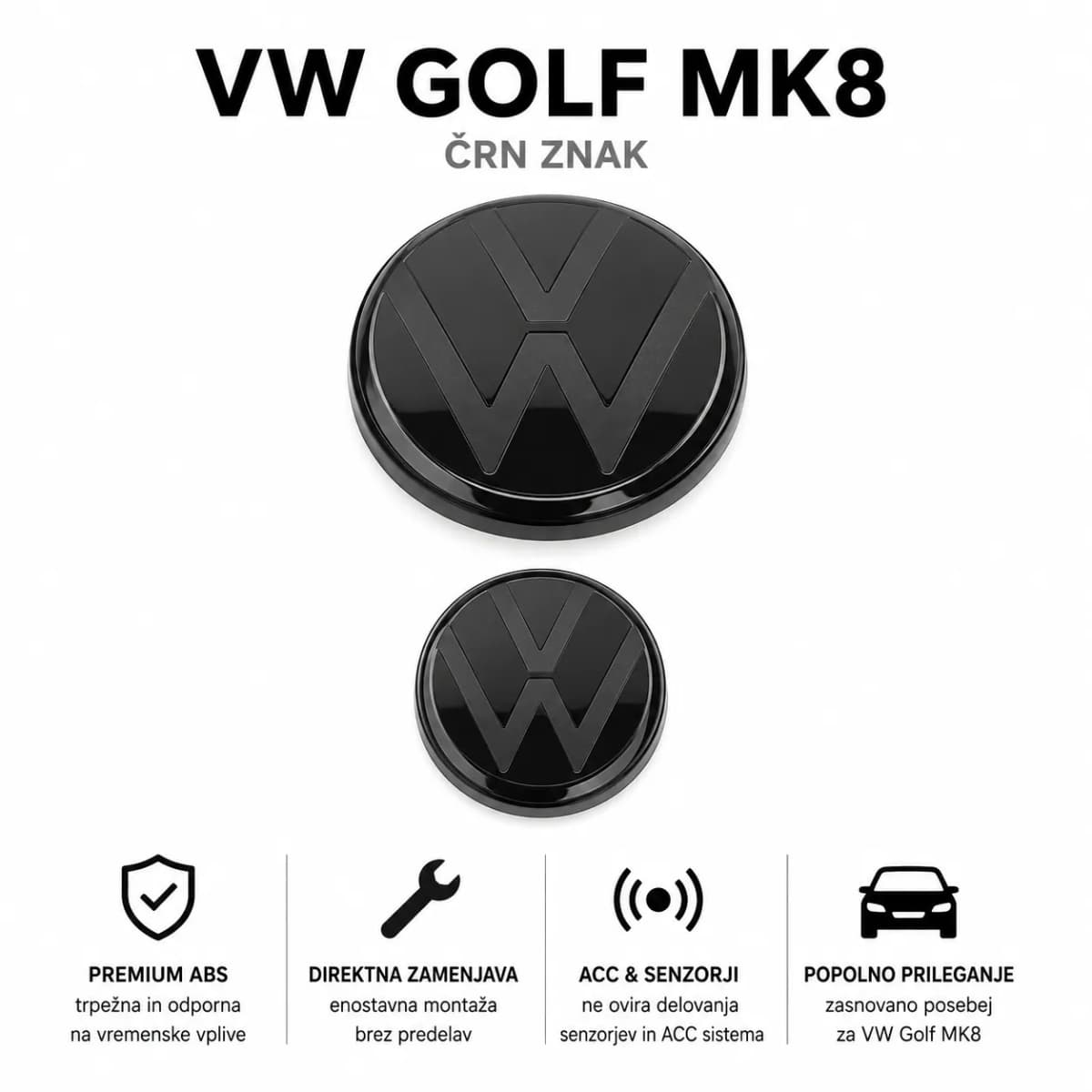 ČRNI EMBLEMI VW Golf MK8 2